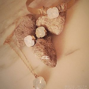 Sadie Jewelry set of Genuine Swarovski white Opal